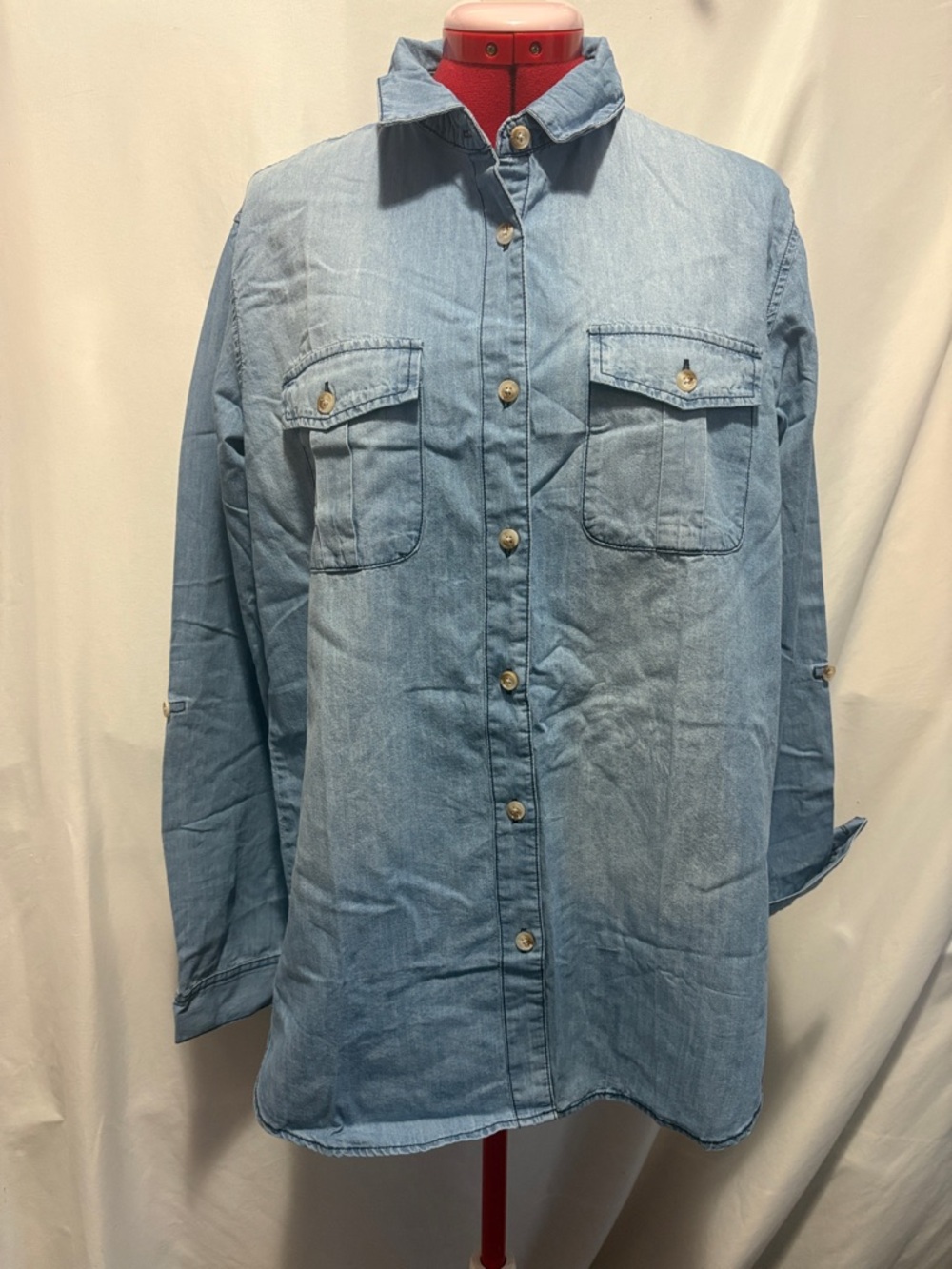 Light Blue Denim Button-Down Shirt LL07
